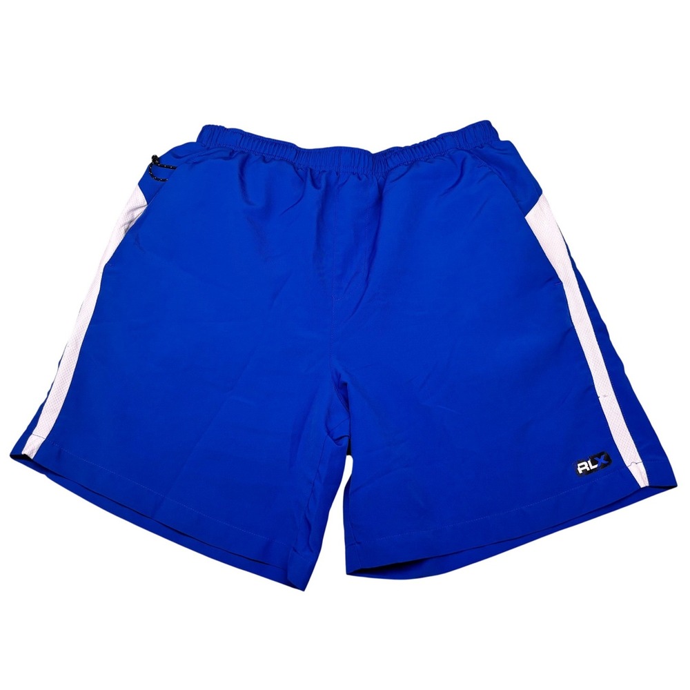 RLX‎ Ralph Lauren Shorts Mens Large Blue Athletic Performance Lined Side Stripe